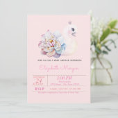 Kleine prinses, Zwan, Floral roze Baby shower Kaart (Staand voorkant)