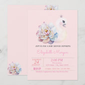 Kleine prinses, Zwan, Floral roze Baby shower Kaart (Voorkant / Achterkant)