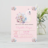 Kleine prinses, Zwan, Flowers Roze Baby shower Kaart (Staand voorkant)