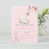 Kleine prinses, zwanenkroon, bloemig Baby shower Kaart (Staand voorkant)