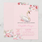 Kleine prinses, zwanenkroon, bloemig Baby shower Kaart (Voorkant / Achterkant)