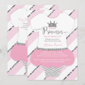 Kleine Prinsessen Baby shower Uitnodigen, Faux Gli Kaart (Voorkant / Achterkant)