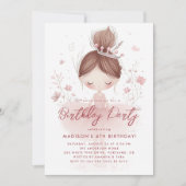 Kleine Prinsessen Ballerina Roze Verjaardagsfeest Kaart (Voorkant)