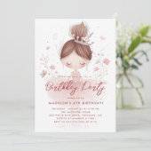 Kleine Prinsessen Ballerina Roze Verjaardagsfeest Kaart (Staand voorkant)