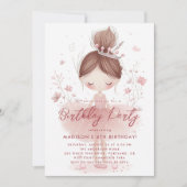 Kleine Prinsessen Ballerina Roze Verjaardagsfeest Kaart (Voorkant)