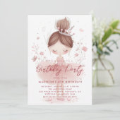 Kleine Prinsessen Ballerina Roze Verjaardagsfeest Kaart (Staand voorkant)