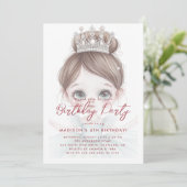 Kleine Prinsessen en Kroon Verjaardagsfeest Kaart (Staand voorkant)