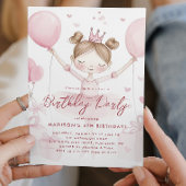 Kleine Prinsessen en Roze Kroon Verjaardagsfeest Kaart