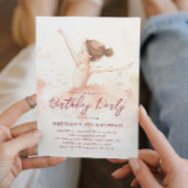 Kleine Prinsessen Roze en Beige Verjaardagsfeestje Kaart