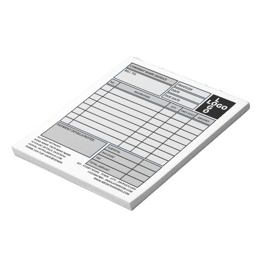 Kleine Pro-Logo-bedrijfsfactuur/-offerte Notitieblok (Linkerzijde)