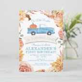 Kleine PUMPKIN Blauwe Vrachtwagen Jongen 1e Verjaa Kaart (Staand voorkant)