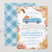 Kleine PUMPKIN Blauwe Vrachtwagen Jongen 1e Verjaa Kaart (Voorkant / Achterkant)