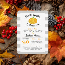 Kleine Pumpkin Grijze Streep Kind Verjaardag Klein