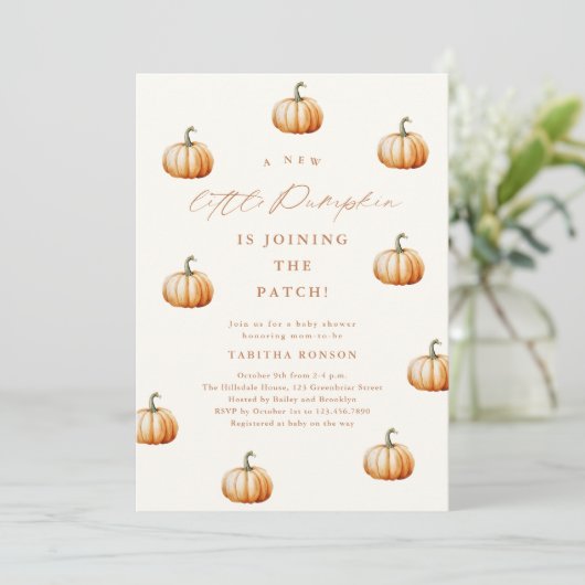 Kleine Pumpkin Patch Herfst Baby shower Kaart (Staand voorkant)