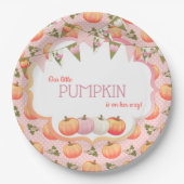 Kleine Pumpkin Patch Meisje Baby shower Roze Peach Papieren Bordje (Voorkant)