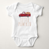 Kleine Pumpkin Red Truck Waterverf Thanksgiving Romper (Voorkant)