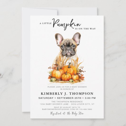 Kleine Pumpkin Schattige Puppy Eenvoudige Herfst B Kaart (Voorkant)