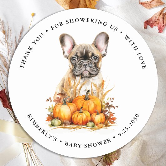 Kleine Pumpkin Schattige Puppy Eenvoudige Herfst B Ronde Sticker