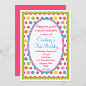 Kleine Punten 1e verjaardag Uitnodigingen (Voorkant / Achterkant)