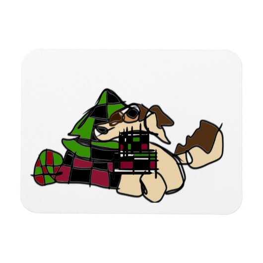 Kleine puppy voor de winter magneet (Horizontaal)