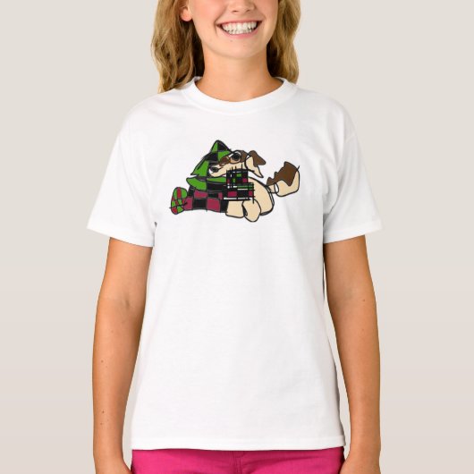 Kleine puppy voor de winter t-shirt (Voorkant)