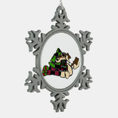 Kleine puppy voor de winter tin sneeuwvlok ornament (Links)