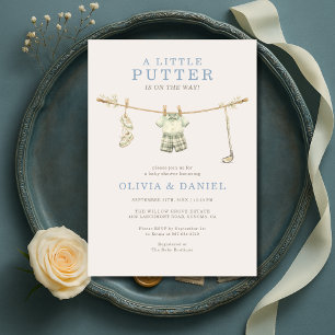 Kleine Putter Golf Waslijn Jongen Baby Shower Kaart