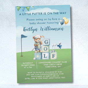 Kleine Putter op Weg Golf Baby Shower Kaart