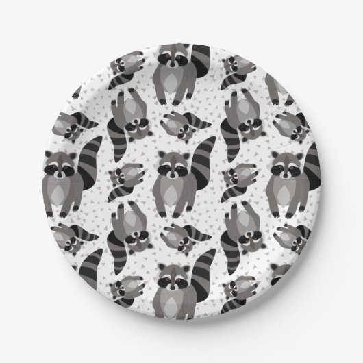 Kleine Raccoon Rascal komt eten Papieren Bordje (Voorkant)