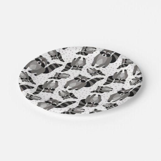 Kleine Raccoon Rascal komt eten Papieren Bordje (Gekanteld)