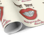 Kleine races, rode lips, mole en dikke Eyelashes Cadeaupapier (Rol Hoek)