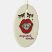 Kleine races, rode lips, mole en dikke Eyelashes Keramisch Ornament (Rechts)