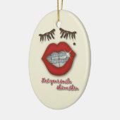 Kleine races, rode lips, mole en dikke Eyelashes Keramisch Ornament (Links)