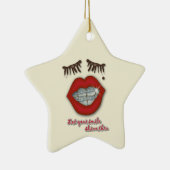 Kleine races, rode lips, mole en dikke Eyelashes Keramisch Ornament (Rechts)