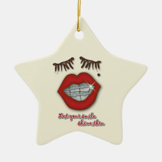Kleine races, rode lips, mole en dikke Eyelashes Keramisch Ornament (Voorkant)