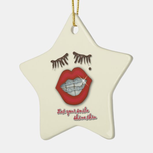 Kleine races, rode lips, mole en dikke Eyelashes Keramisch Ornament (Links)