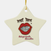 Kleine races, rode lips, mole en dikke Eyelashes Keramisch Ornament (Achterkant)