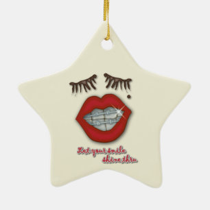 Kleine races, rode lips, mole en dikke Eyelashes Keramisch Ornament
