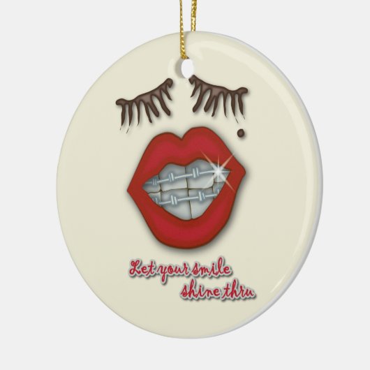 Kleine races, rode lips, mole en dikke Eyelashes Keramisch Ornament (Links)