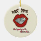 Kleine races, rode lips, mole en dikke Eyelashes Keramisch Ornament (Achterkant)