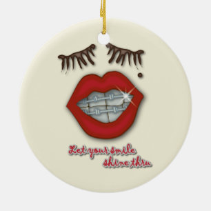 Kleine races, rode lips, mole en dikke Eyelashes Keramisch Ornament