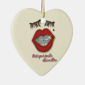 Kleine races, rode lips, mole en dikke Eyelashes Keramisch Ornament (Rechts)