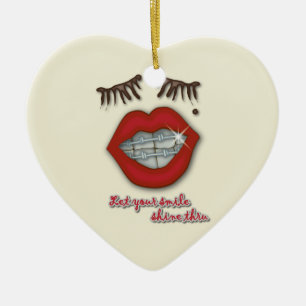 Kleine races, rode lips, mole en dikke Eyelashes Keramisch Ornament
