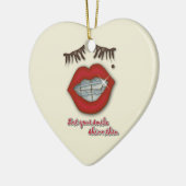 Kleine races, rode lips, mole en dikke Eyelashes Keramisch Ornament (Links)