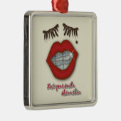 Kleine races, rode lips, mole en dikke Eyelashes Metalen Ornament (Rechts)