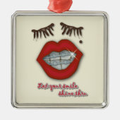 Kleine races, rode lips, mole en dikke Eyelashes Metalen Ornament (Voorkant)