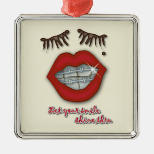 Kleine races, rode lips, mole en dikke Eyelashes Metalen Ornament