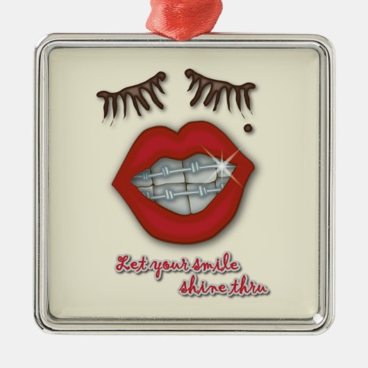 Kleine races, rode lips, mole en dikke Eyelashes Metalen Ornament (Voorkant)