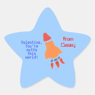 Kleine raket gepersonaliseerde valentijnsticker ster sticker