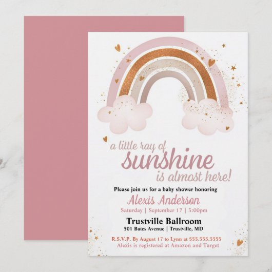 Kleine Ray van het Baby shower van de zonneregenbo Kaart (Voorkant / Achterkant)
